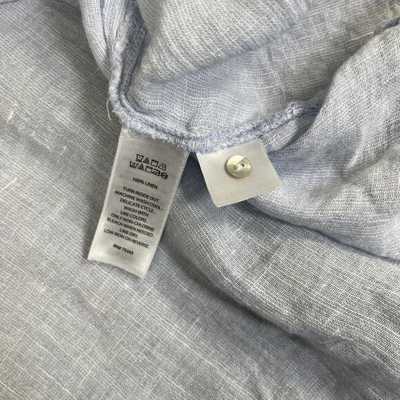 2)Tahari Womens Medium Light Blue & White Linen Button Front Oversized Shirt - Picture 7 of 15